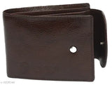 Genuine leather men's wallet, solid brown color, free size, durable accessory for everyday use