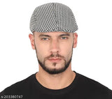 Men's woolen checkered casual flat cap, versatile for fishing, driving, hunting, or golf outings. Indian origin