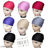 Cotton canvas, solid-patterned head wrap - Pack of 8 Under Hijab Cap/Muslim Undescarf/Islamic Hrad Wrap from India