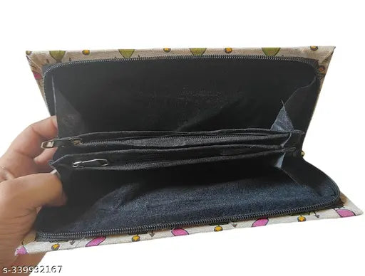 Rajasthani Jaipuri embroidered women's handbag clutch, multi-colored cotton fabric with decorative embroidery, free size (12 in x 1 in), Indian craftsmanship