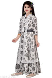 Silk three-quarter sleeve printed net party dress for girls, India-origin full length gown for cute kids sizes 3-4 years to 10-11 years