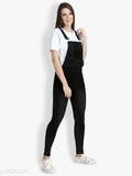 Denim sleeveless dungaree jumpsuit, trendy fashionista style, solid pattern for women's L, XL, XXL fashion apparel from India
