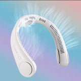 Portable bladeless hanging rechargeable neck fan in color as per availability, lightweight plastic design for comfortable use