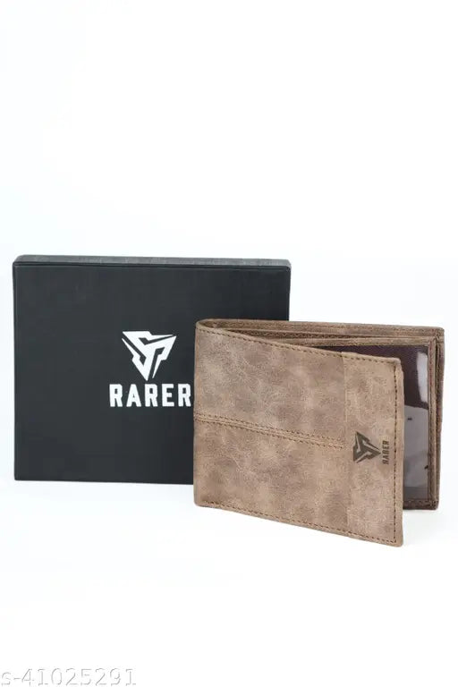 Light brown striped, RFID-protected genuine leather extra slot wallet with three compartments, ideal for travel or everyday use