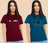 Printed lycra half sleeves combo T-shirt for women or girls, perfect for casual wear