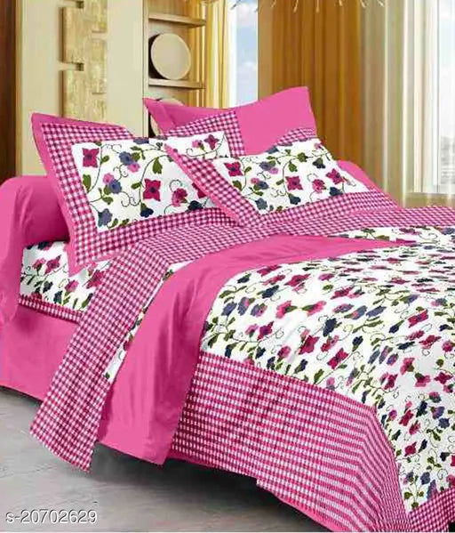 Jaipuri yellow floral bedsheet combo with trendy pattern, 2 bedsheets and 4 pillow covers from India