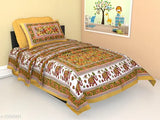 Microfiber Dandiya and Jungli Hathi 2nd pillow covers (2 pc), single size (100in x 63in, 25in x 18in), made in India