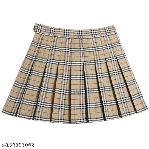 Cotton printed high waist pleated mini skirt for women, stylish and versatile, size 24-34 inches