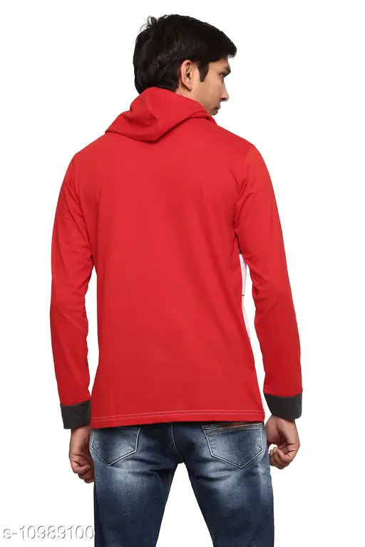Cotton blend striped hoodie for men by GENTINO, long-sleeved, printed net pattern