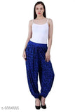 Blue viscose rayon printed harem pants by Uzmano, women's fashion accessory for casual wear with intricate pattern