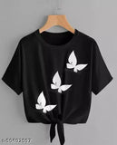 Lycra classic designer women's crop t-shirt with printed pattern, ideal for XS-XL sizes. Representative image