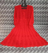 Georgette, Aari-embroidered Anarkali long Kurta with inner. Vibrant Indian fashion, three-quarter sleeves