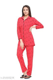 Plush women's cotton summer night suit set (NS-102), all-over printed with three-quarter sleeves, size S-5XL. Cotton pyjamas with 38-40 inch lower length and 12-18 inch waist. Made in India