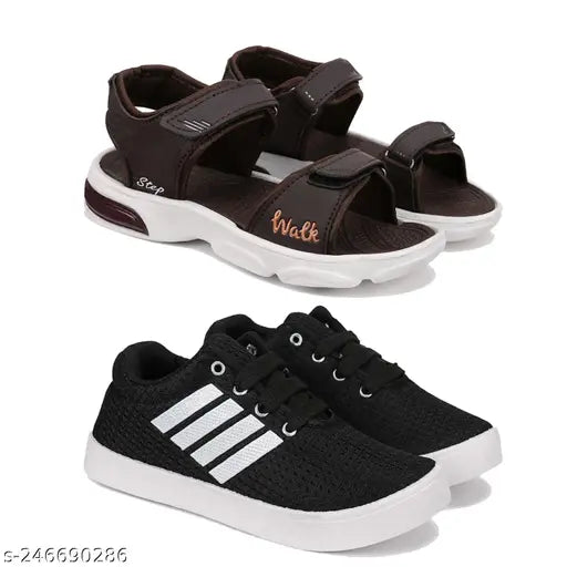 Comfortable EVA outdoor casual sandals for boys (4-12 years), printed net design, lace-up style - Swiggy Kids footwear, India origin