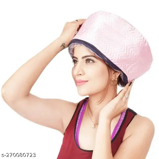 Semi-circular thermal hair spa cap (RVD). PU fabric, detachable temperature control, nourishes & moisturizes natural or damaged hair