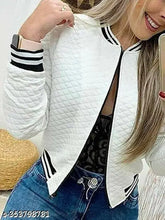 Quilted white fleece jacket by 2REAL AAISHA, perfect for cold weather with long sleeves, S-XL sizes available, made in India