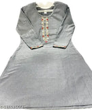 Woolen kurti with embroidery, trendy design - women's three-quarter sleeve woolen garment from India