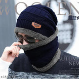Navy wool beanie - solid pattern, made in India