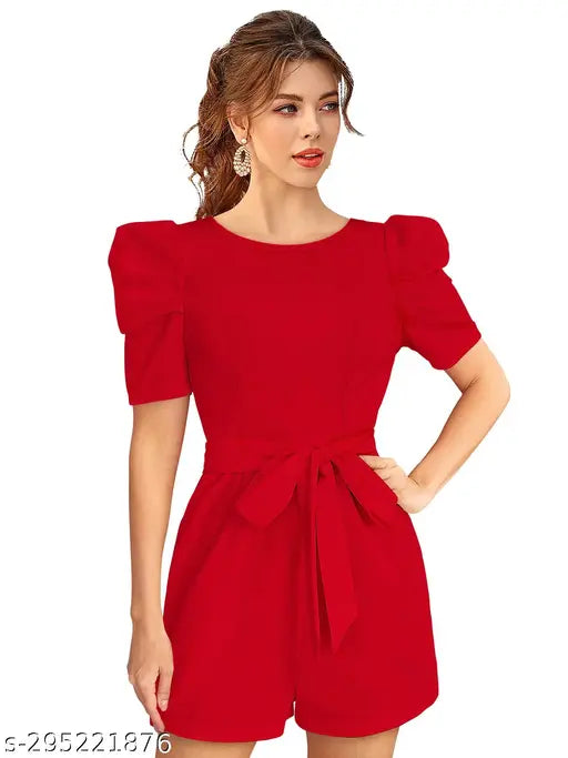 Lycra stretchable short sleeves women's jumpsuit, trendy solid knit summer outfit