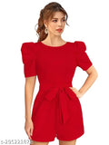 Lycra stretchable short sleeves women's jumpsuit, trendy solid knit summer outfit