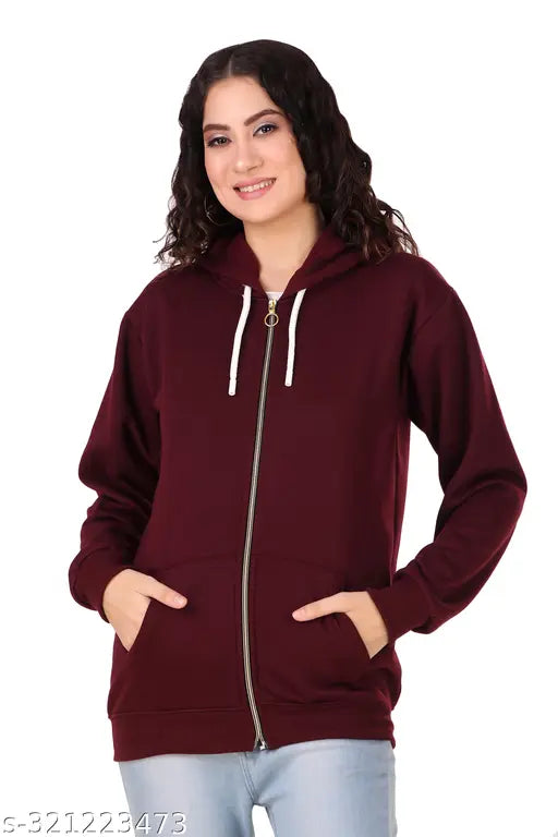 Fleece Ripon jackets, solid color, long sleeves for women, Indian origin
