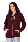 Fleece Ripon jackets, solid color, long sleeves for women, Indian origin