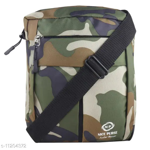 Unisex polyester sling bag, solid color, three compartments, free size, made in India