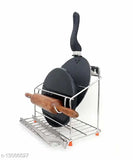 Stainless steel 4-in-1 kitchen stand with rolling pin holder, chakla belan and tawa stand, free size, India origin