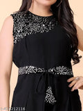 Elegance Unleashed Georgette chic sleeveless jumpsuit, embroidered net dress for women - India