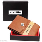 Leather men's wallet, PU leather, magnet lock, tan color, 2 compartments, solid pattern, free size from India