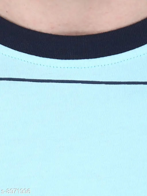 Round neck striped cotton t-shirt for men, short sleeves, printed net pattern (S, chest size 38in, length size 26.5in), Indian-made menswear