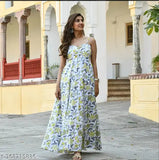 Rayon floral-printed flared kurti set for women, sleeveless, India origin