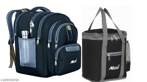 Large 80L waterproof backpack, polyester net, durable for school/college/office use with free lunch bag, India-made