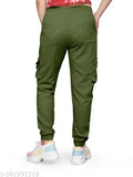 Green polycotton military cargo pants for women, loose fit with elastic waist and multiple pockets, perfect for everyday wear or sports