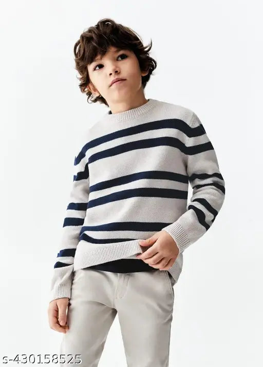 Striped wool sweater (Daffodil Wool, 100% pure), lightweight and soft, suitable for kids aged 3-11 years, Indian origin