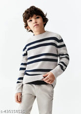 Striped wool sweater (Daffodil Wool, 100% pure), lightweight and soft, suitable for kids aged 3-11 years, Indian origin