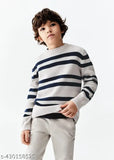 Striped wool sweater (Daffodil Wool, 100% pure), lightweight and soft, suitable for kids aged 3-11 years, Indian origin