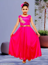 Embellished sleeveless polycotton girls gown set, vibrant Indian-made dress for parties (2-5 years)