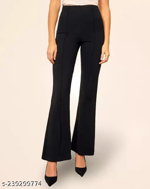 Trendy women's solid polycotton, relaxed fit trousers (pack of 2), available in sizes 28-36. Perfect for everyday style and casual wear