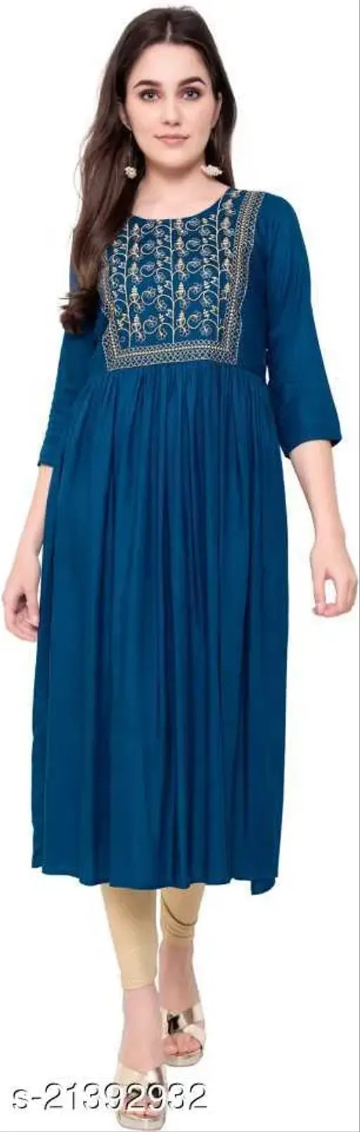 Rayon embroidered three-quarter sleeve kurti, Aagyeyi Drishya Maha Price Drop Sale, India