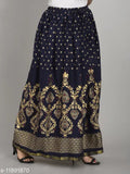 Elegant rayon printed net western skirt for women, size 38-42 (42wa, 40l), feminine style from India