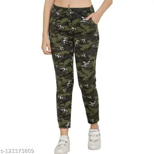 Army print cotton blend jogger dresses for women and girls, set of 2 with net pattern detailing