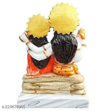 Multicolor marble Shiva Parvati & Ganesha statues, Indian decorative showpiece, seated at 6 inches