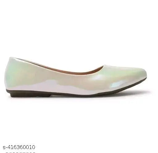 Grey synthetic leather Juti and Ballerina shoes for women. Stylish, trendy, and affordable bellies with flat belly heels, perfect for daily wear and parties