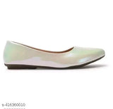 Grey synthetic leather Juti and Ballerina shoes for women. Stylish, trendy, and affordable bellies with flat belly heels, perfect for daily wear and parties