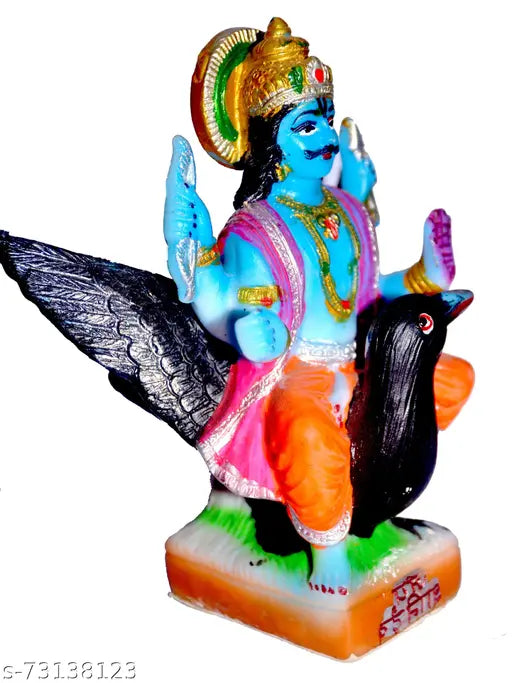 Multicolor unbreakable 15cm Lord Sani Dev polyresin idol, Vastu showpiece for home decor