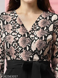 Stylish printed Lycra jumpsuit with long sleeves, XS-XL sizes, quality assured, fashionable women's garment from India