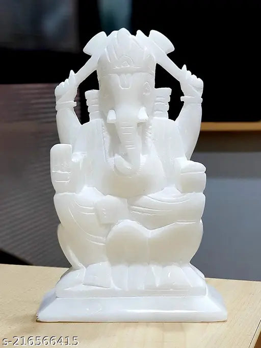 White marble Ganesh idol, 5" height, spiritual positivity, home temple decor