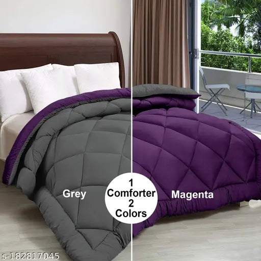 Purple & Grey Microfibre Comforter (200 GSM), ultra-soft, breathable, and reversible for a fresh look