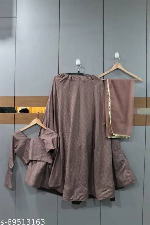 Designer cotton Lehenga Choli, embroidered and lace dupatta on semi-stitched net fabric, up to 39" waist, ready to ship, Indian origin